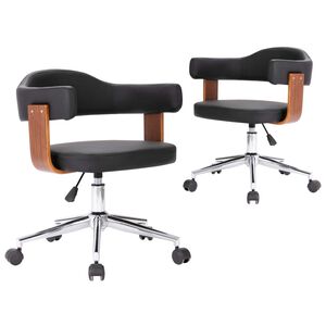 vidaXL Esszimmerst&uuml;hle 2 Stk. Drehbar Schwarz Bugholz und Kunstleder