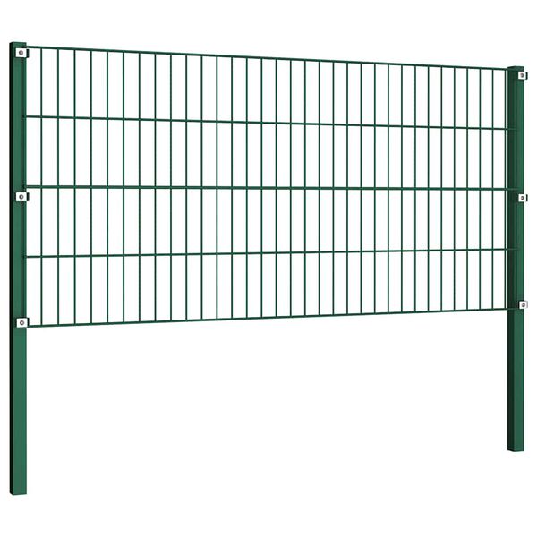 vidaXL Zaunelement mit Pfosten Eisen 1730 x 80 cm Gr&uuml;n