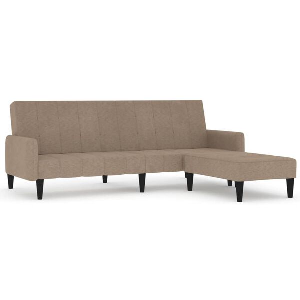 vidaXL Schlafsofa 2-Sitzer mit Hocker Taupe Mikrofasergewebe