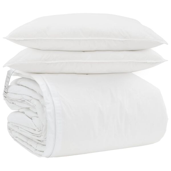 vidaXL Bettdecken Set mit Kissen 3 pcs Wei&szlig; Daunenfeder