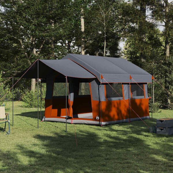 vidaXL Familienzelt mit Dach Grau und Orange 324 x 255 x 230 cm