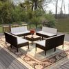 vidaXL 9-tlg. Garten-Lounge-Set mit Auflagen Poly Rattan Schwarz