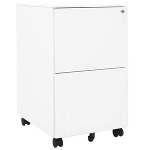 vidaXL Aktenschrank mit Rollen Wei&szlig; 39x45x67 cm Stahl