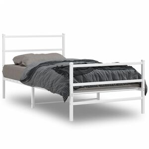 vidaXL Bettgestell mit Kopf- und Fu&szlig;teil Metall&nbsp;Wei&szlig; 100x200 cm