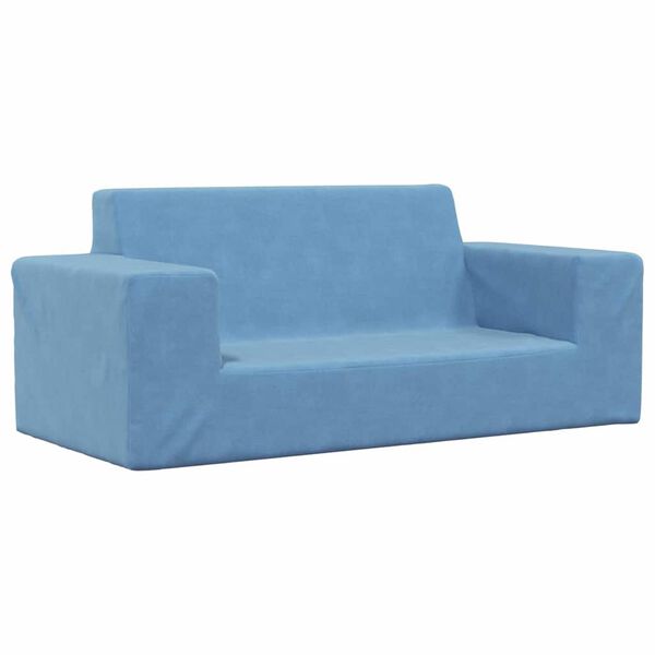 vidaXL Kindersofa 2-Sitzer Blau Weich Pl&uuml;sch