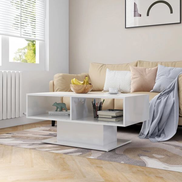 vidaXL Couchtisch Hochglanz-Wei&szlig; 103,5x50x44,5 cm Holzwerkstoff