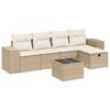 vidaXL 6-tlg. Garten-Sofagarnitur mit Kissen Beige Poly Rattan