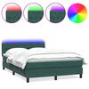 vidaXL Boxspringbett mit Matratze & LED Dunkelgr&uuml;n 160x220 cm Samt