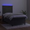 vidaXL Boxspringbett mit Matratze & LED Dunkelgrau 90x200 cm Samt