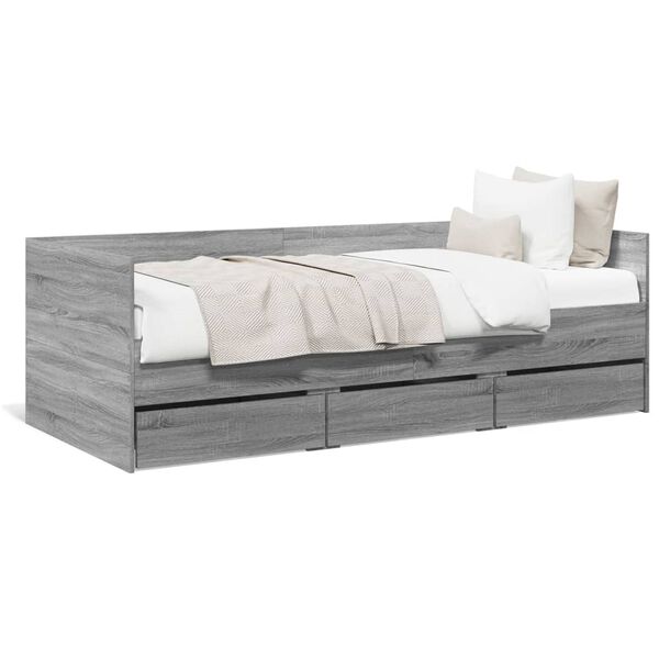 vidaXL Tagesbett mit Schubladen ohne Matratze Grau Sonoma 90x200 cm