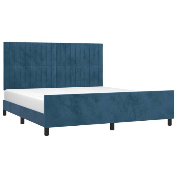 vidaXL Bettgestell mit Kopfteil Dunkelblau 180x200 cm Samt