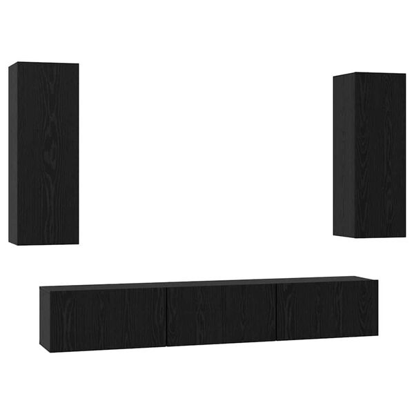 vidaXL TV-Schrankset 5 pcs Schwarz Eichen-Optik Holzwerkstoff