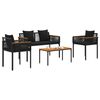 vidaXL Gartenm&ouml;bel Set mit Kissen 4 pcs Schwarz PE-Rattan