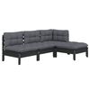 vidaXL 4-tlg. Garten-Lounge-Set mit Kissen Schwarz Kiefernholz