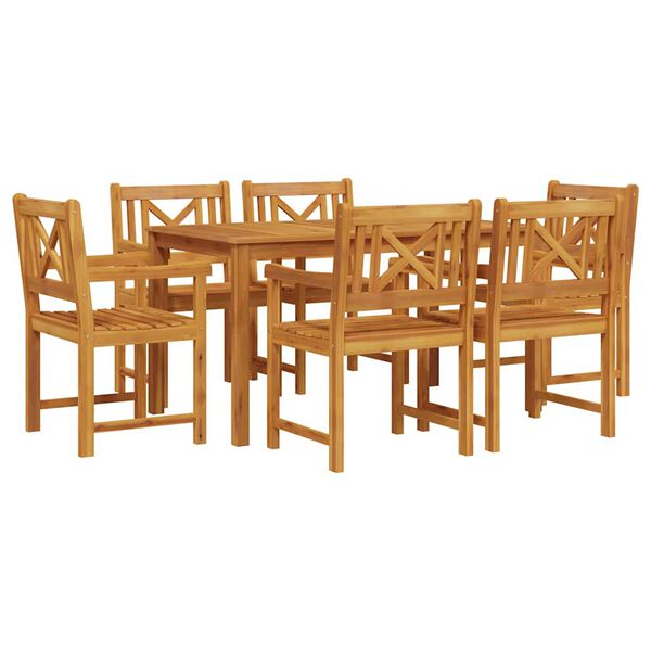 vidaXL Garten Essgruppe 7 pcs Braun Massivholz Akazie