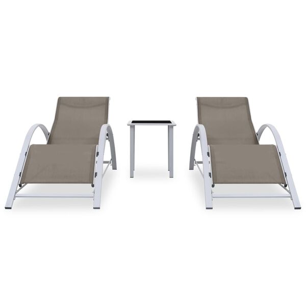 vidaXL Sonnenliegen 2 Stk. mit Tisch Aluminium Taupe