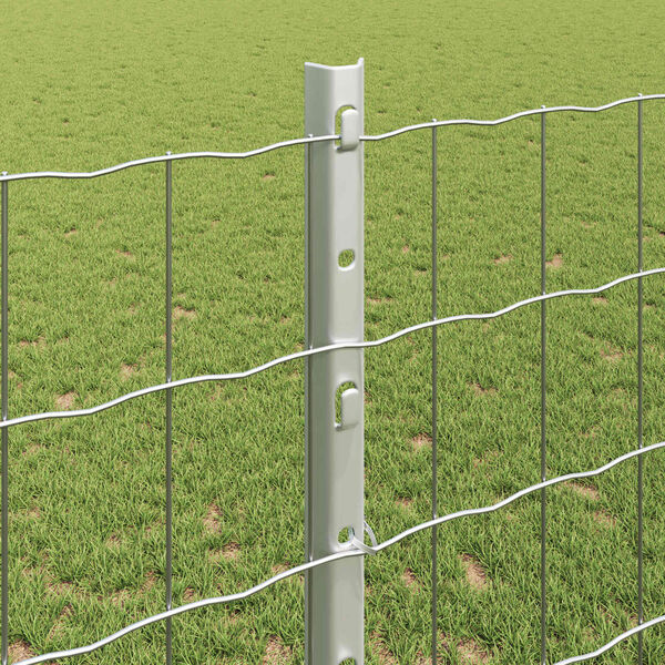 vidaXL Zaun mit Pfosten Silber 1,2 x 10 m Stahl