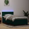 vidaXL Boxspringbett mit Matratze & LED Dunkelgr&uuml;n 90x220 cm Samt
