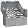 vidaXL Strandkorb mit Kissen Poly Rattan und Massivholz Grau & Wei&szlig;