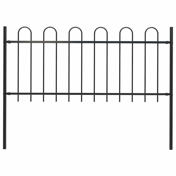 vidaXL Gartenzaun Boxtel mit B&uuml;gelaufsatz Stahl 181 x 80 cm Schwarz