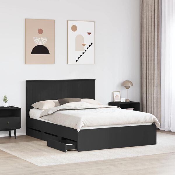 vidaXL Bettrahmen mit Schubladen Schwarz 140 x 200 cm Ingenieurs Holz