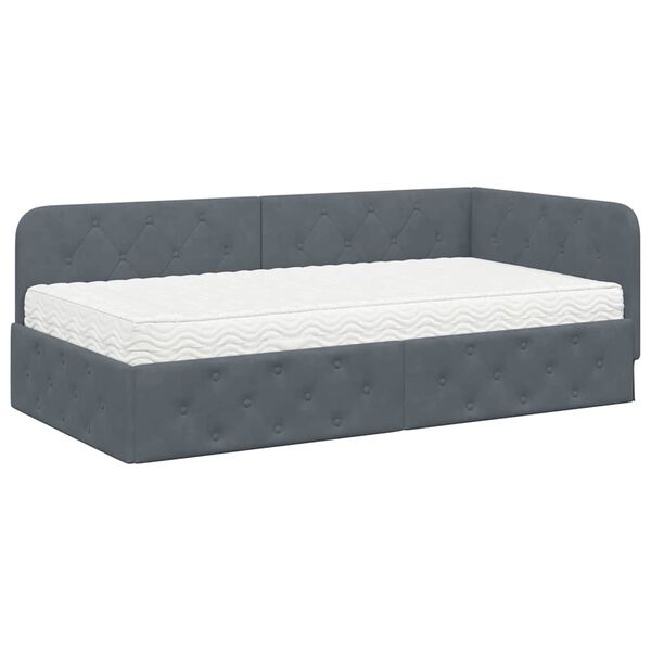 vidaXL Eckbettgestell mit Matratze Dunkelgrau 90 x 190 cm Samt