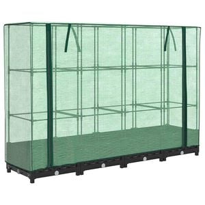 vidaXL Gartenplanter mit Gew&auml;chshausabdeckung und R&auml;dern 4 stk. PP