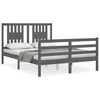 vidaXL Massivholzbett mit Kopfteil Grau 140x200 cm