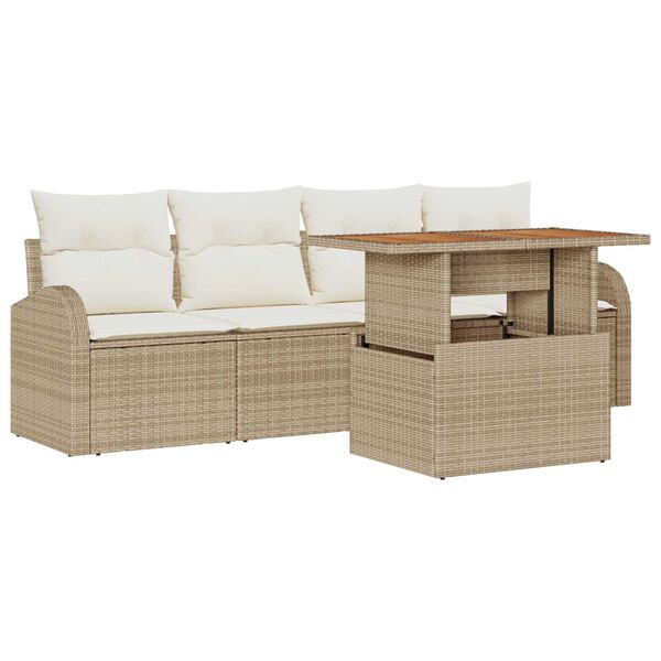 vidaXL Garten-Sofa-Set mit Kissen 5 pcs Beige und Creme