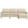 vidaXL 3-Sitzer-Sofa mit Hocker Creme 210 cm Stoff