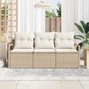vidaXL Sofa Set mit Kissen 3 pcs Beige Poly Rattan