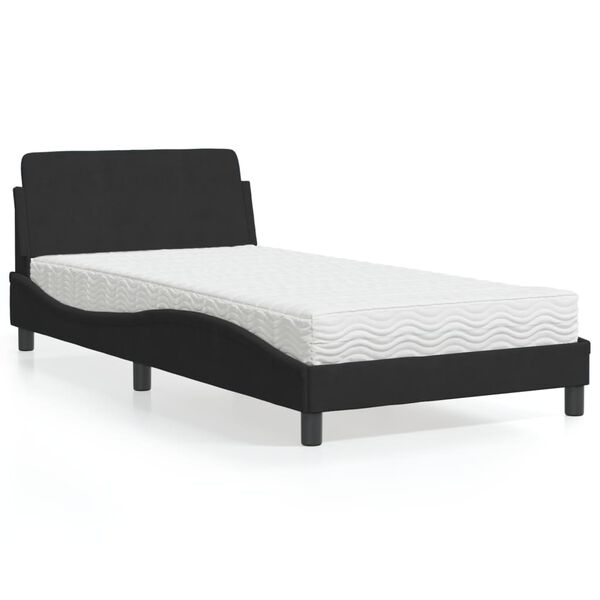 vidaXL Bett mit Matratze "Dover" Schwarz 100x200 cm Samt