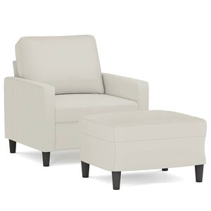 vidaXL Sessel mit Hocker Creme 60 cm Samt