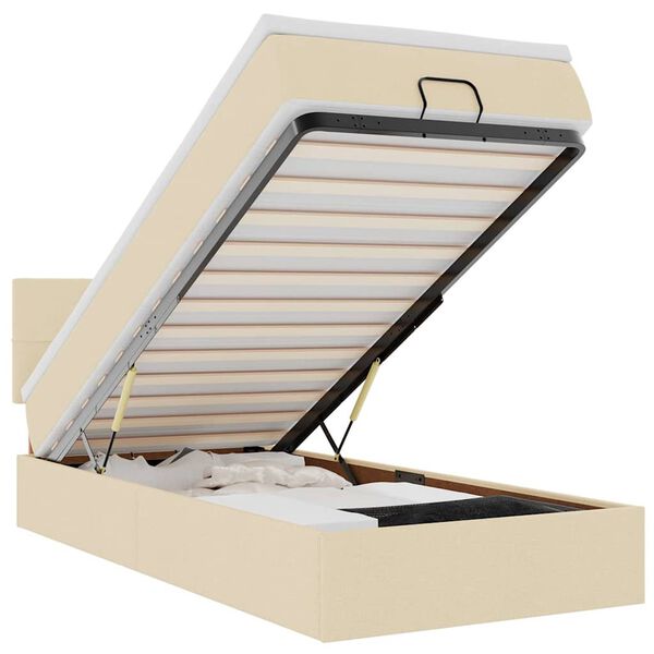 vidaXL Ottoman-Bett mit Matratze & LEDs Creme 90x190 cm Stoff