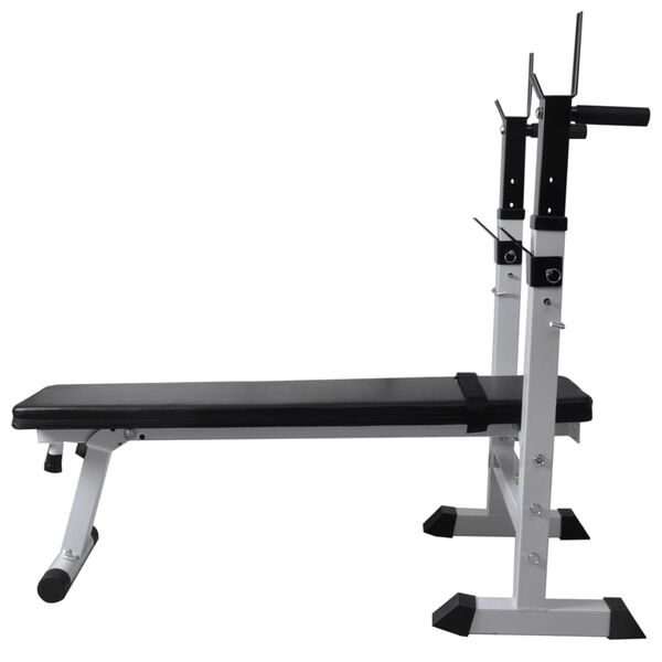 vidaXL Hantelbank mit Ablage, Langhantel und Kurzhantel-Set 120 kg