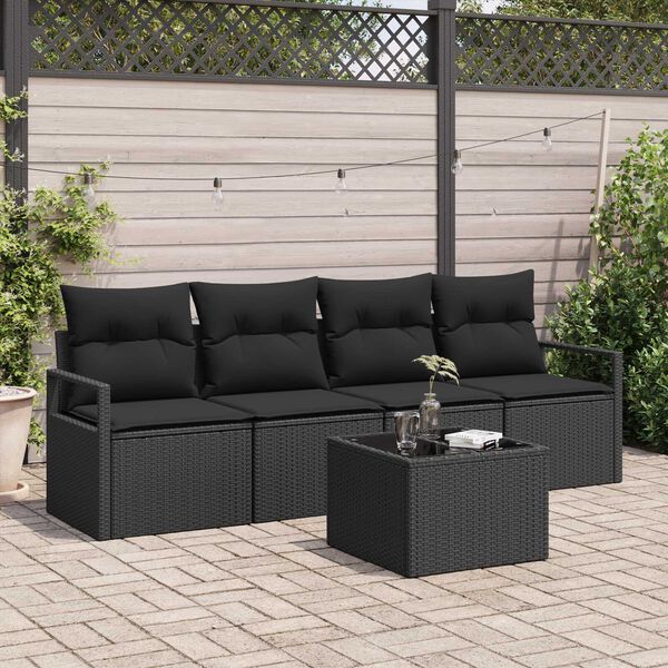 vidaXL Sofa Set 5 pcs Schwarz Poly-Rattan