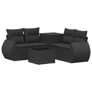 vidaXL Sofa Set 6 stk. Schwarz Polyrattan und Stahl