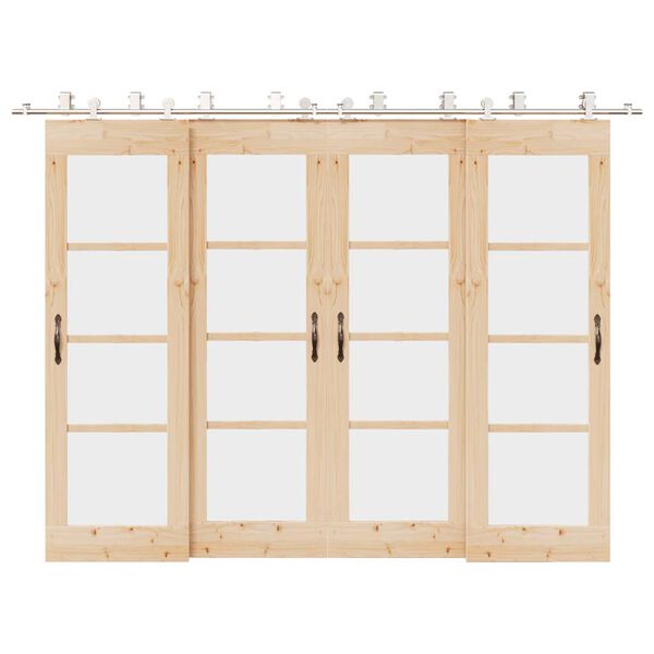 vidaXL Schiebet&uuml;r-Beschlagsatz 366 cm Edelstahl Silbern