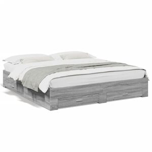 vidaXL Bettgestell mit Schubladen Grau Sonoma 180x200cm Holzwerkstoff