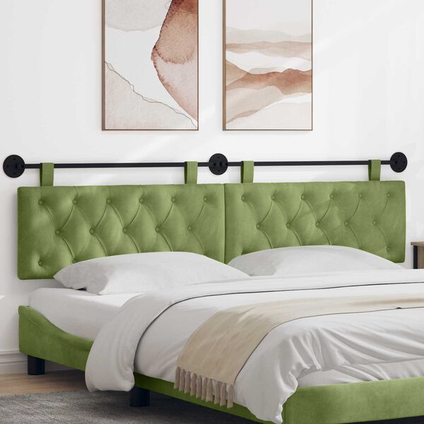 vidaXL H&auml;ngevorderseite Wandmontiert Hellgr&uuml;n 210 x 55 x 7 cm Samt