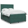 vidaXL Boxspringbett mit Matratze Dunkelgr&uuml;n 160x200 cm Samt