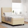 vidaXL Boxspringbett mit Matratze mit Kopfteil Creme 90 x 200 cm Stoff