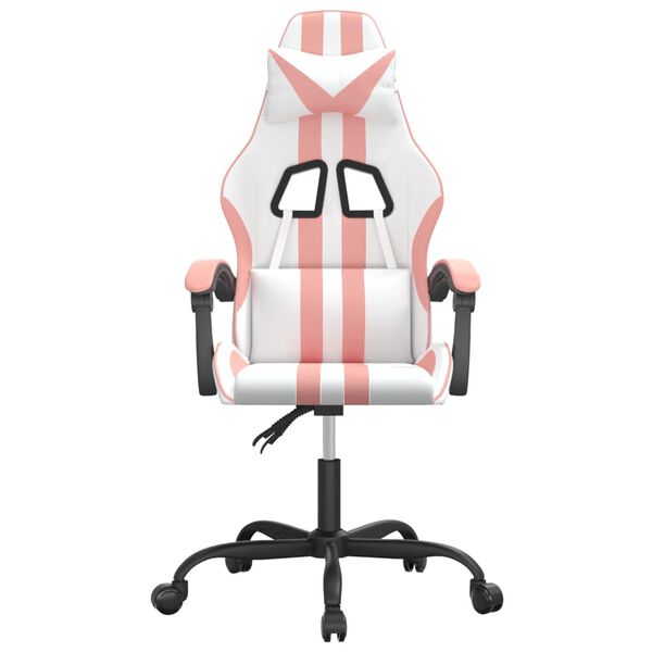 vidaXL Gaming-Stuhl Drehbar Wei&szlig; und Rosa Kunstleder