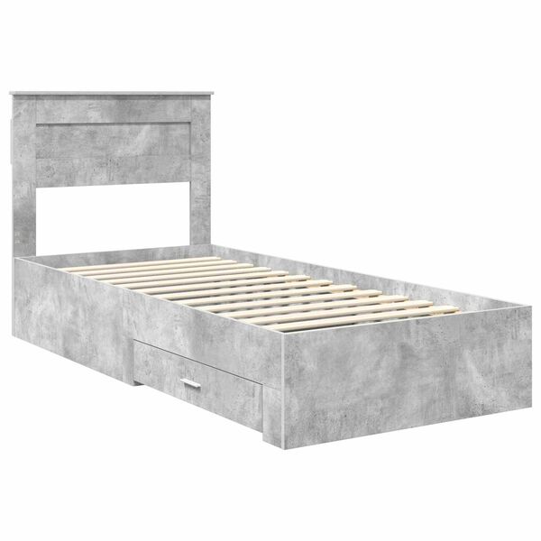 vidaXL Bettrahmen Beton Grau und Silber 75 x 190 cm Holzwerkstoff