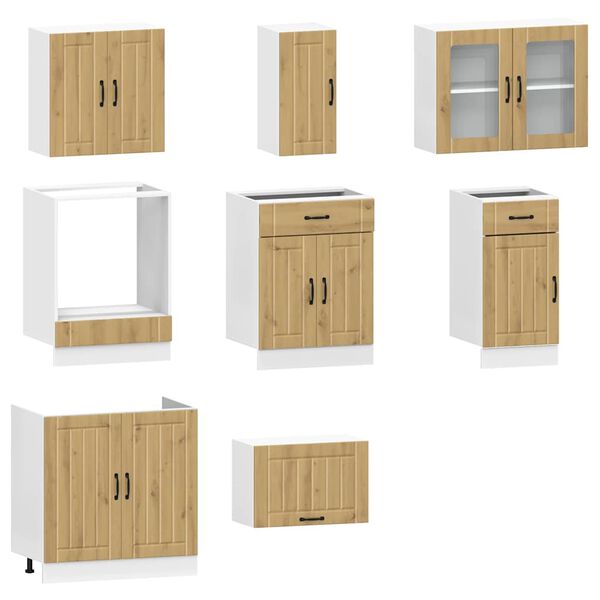 vidaXL 8-tlg. K&uuml;chenschrank-Set Kalmar Artisan-Eiche Holzwerkstoff