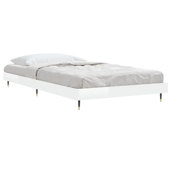 vidaXL Bettgestell Hochglanz-Wei&szlig; 90x190 cm Holzwerkstoff
