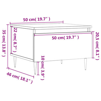 vidaXL Couchtisch Räuchereiche 50x46x35 cm Holzwerkstoff