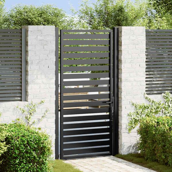 vidaXL Gartentor Abschlie&szlig;bar Schwarz 100x180 cm Aluminium