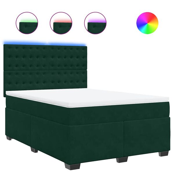 vidaXL Boxspringbett mit Matratze Dunkelgr&uuml;n 160x200 cm Samt