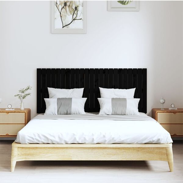 vidaXL Wand-Kopfteil Schwarz 147x3x60 cm Massivholz Kiefer